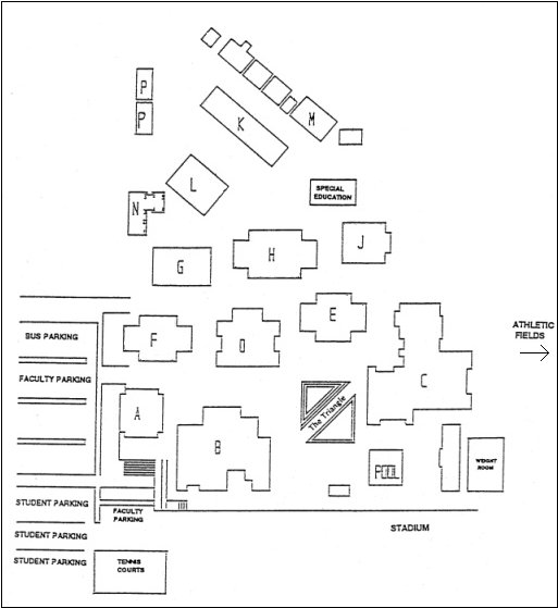 [Scanned map of the UHS campus]